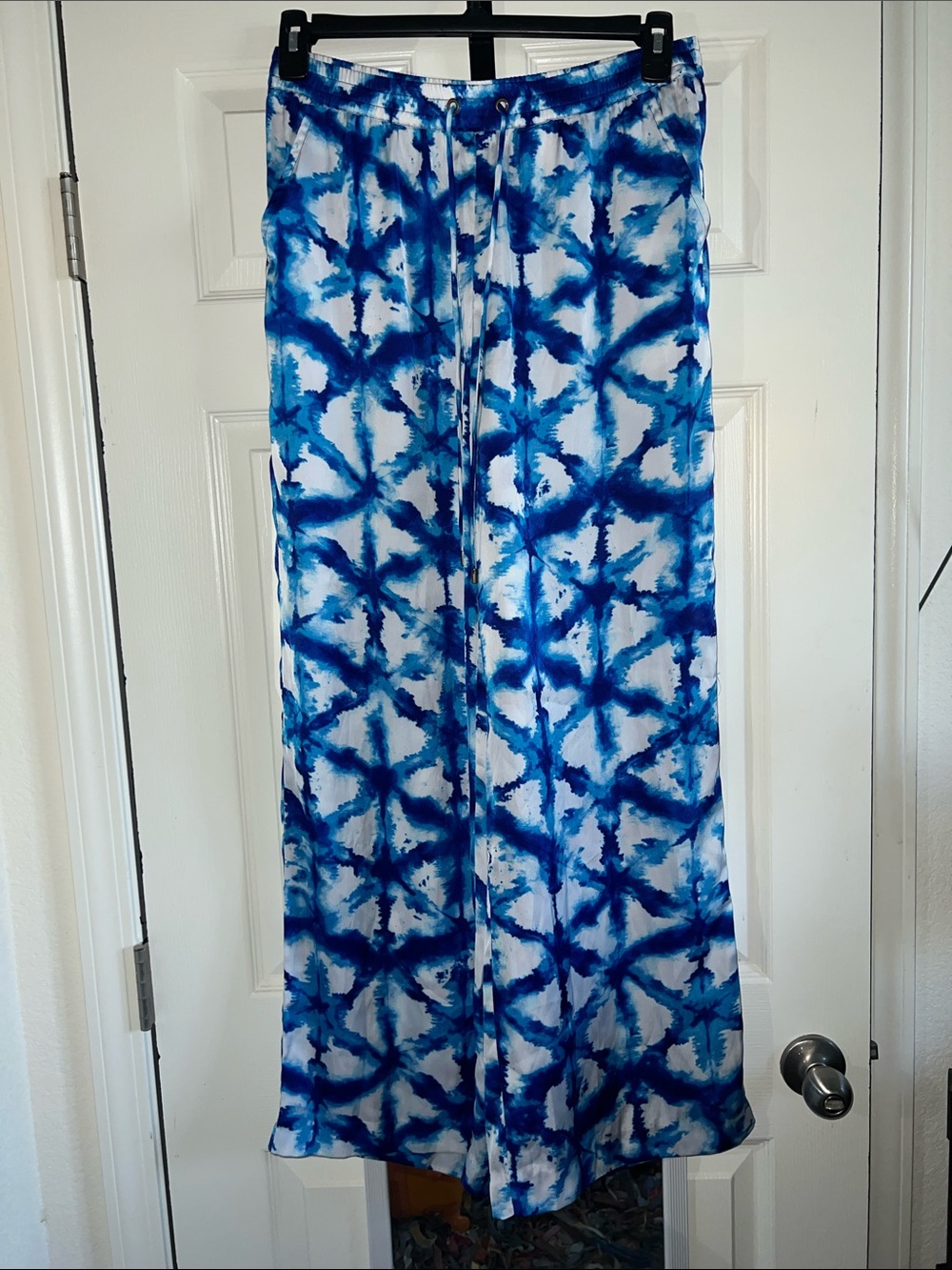 Tie-Dye Blue Wide-Leg Women’s Pants